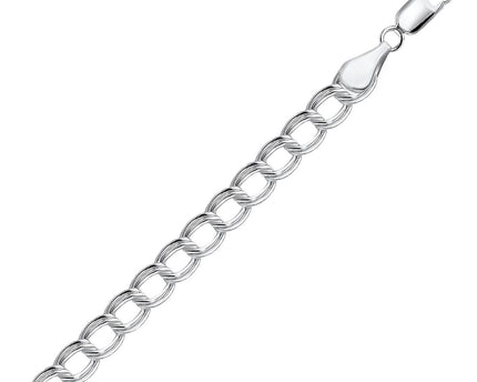 Sterling Silver Ridged Circular Chain Bracelet with Rhodium Plating (6.00 mm)