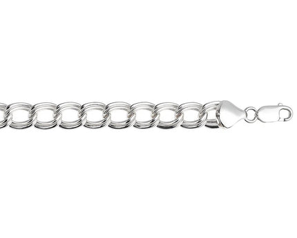 Sterling Silver Ridged Circular Chain Bracelet with Rhodium Plating (6.00 mm)