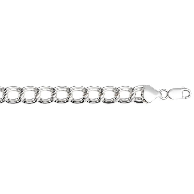 Sterling Silver Ridged Circular Chain Bracelet with Rhodium Plating (6.00 mm)
