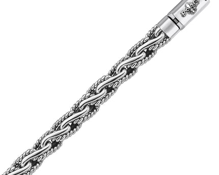 Oxidized Sterling Silver Mens Chain Bracelet in a Cable Motif (8.50 mm)