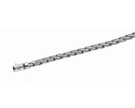 Oxidized Sterling Silver Mens Chain Bracelet in a Cable Motif (8.50 mm)