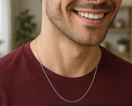Sterling Silver Rhodium Plated Cable Chain (0.80 mm)