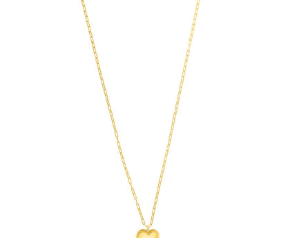 Sterling Silver Gold Plated Large Puffed Heart Long Necklace