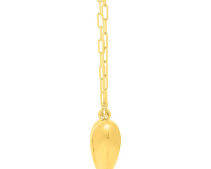 Sterling Silver Gold Plated Large Puffed Heart Long Necklace