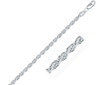 Sterling Silver Diamond Cut Rope Style Chain (3.60 mm)