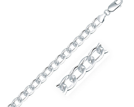 Rhodium Plated Sterling Silver Curb Style Chain (7.90 mm)