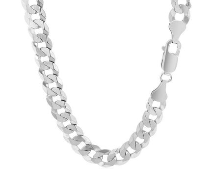 Rhodium Plated Sterling Silver Curb Style Chain (7.90 mm)