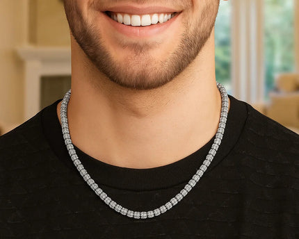 Sterling Silver Rhodium Plated Ice Barrel Chain (5.00 mm)