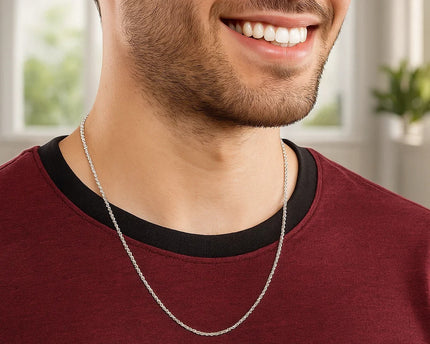 Rhodium Plated Sterling Silver Sparkle Style Chain (1.60 mm)