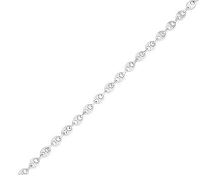Sterling Silver Rhodium Plated Puffed Mariner Bracelet (3.70 mm)