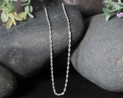 Sterling Silver 1.8mm Diamond Cut Rope Style Chain