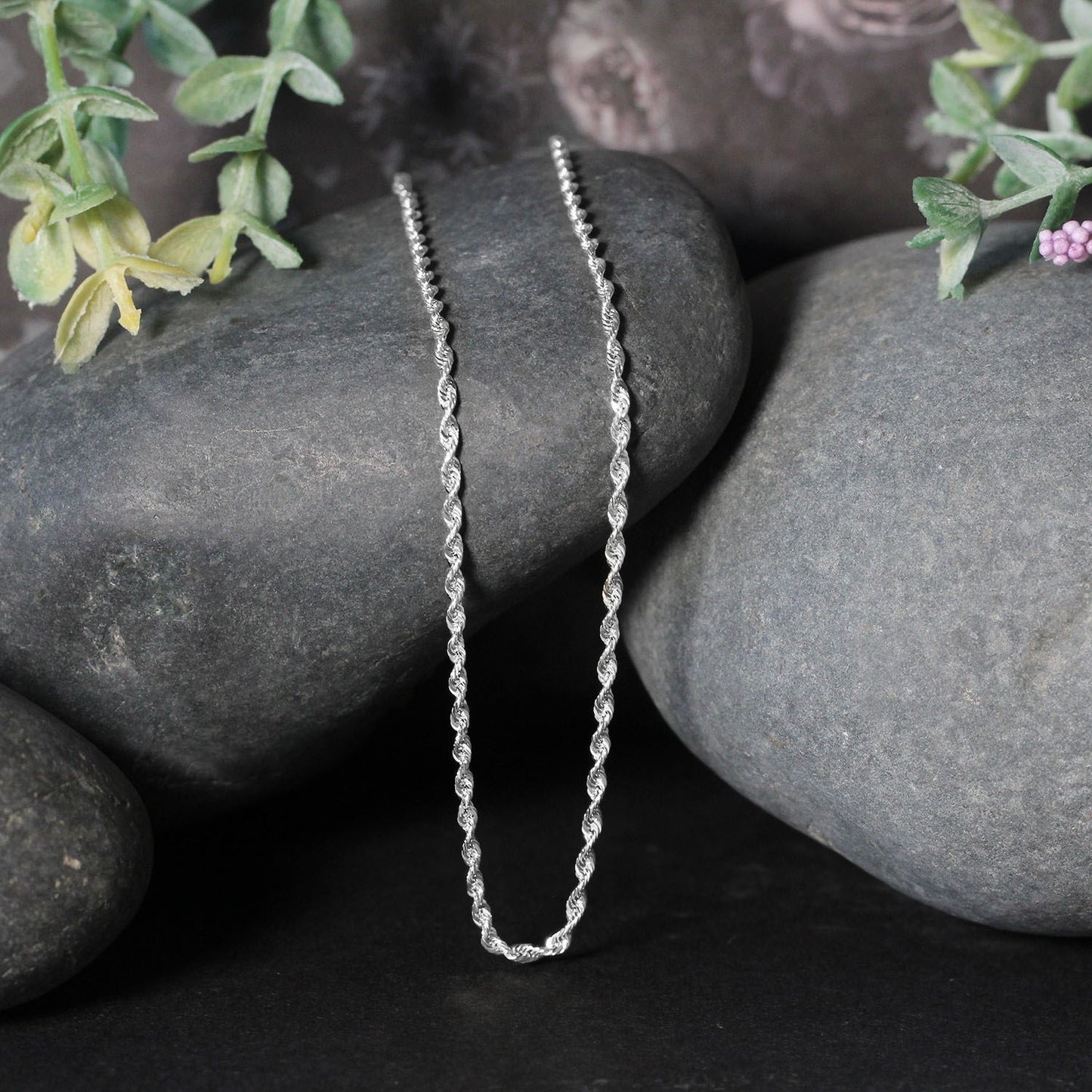 Sterling Silver 1.8mm Diamond Cut Rope Style Chain