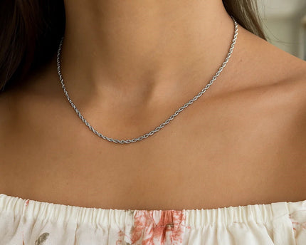 Sterling Silver 1.8mm Diamond Cut Rope Style Chain