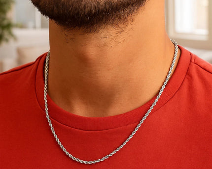 Sterling Silver 1.8mm Diamond Cut Rope Style Chain