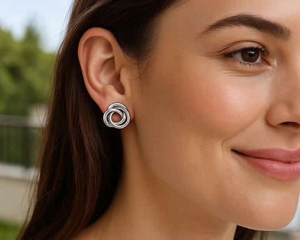 Polished Open Love Knot Earrings in Sterling Silver