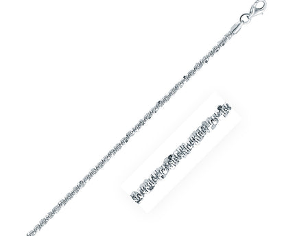 Rhodium Plated 2.2mm Sterling Silver Sparkle Style Chain (2.20 mm)