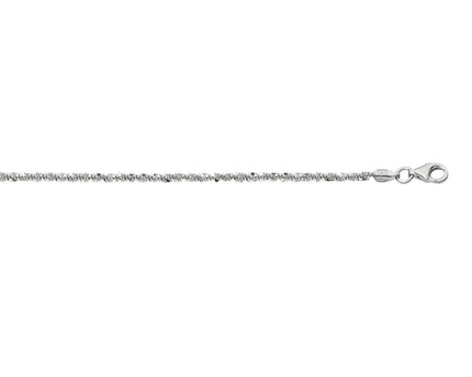 Rhodium Plated 2.2mm Sterling Silver Sparkle Style Chain (2.20 mm)