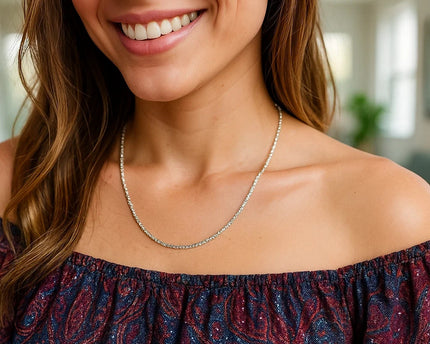 Rhodium Plated 2.2mm Sterling Silver Sparkle Style Chain (2.20 mm)