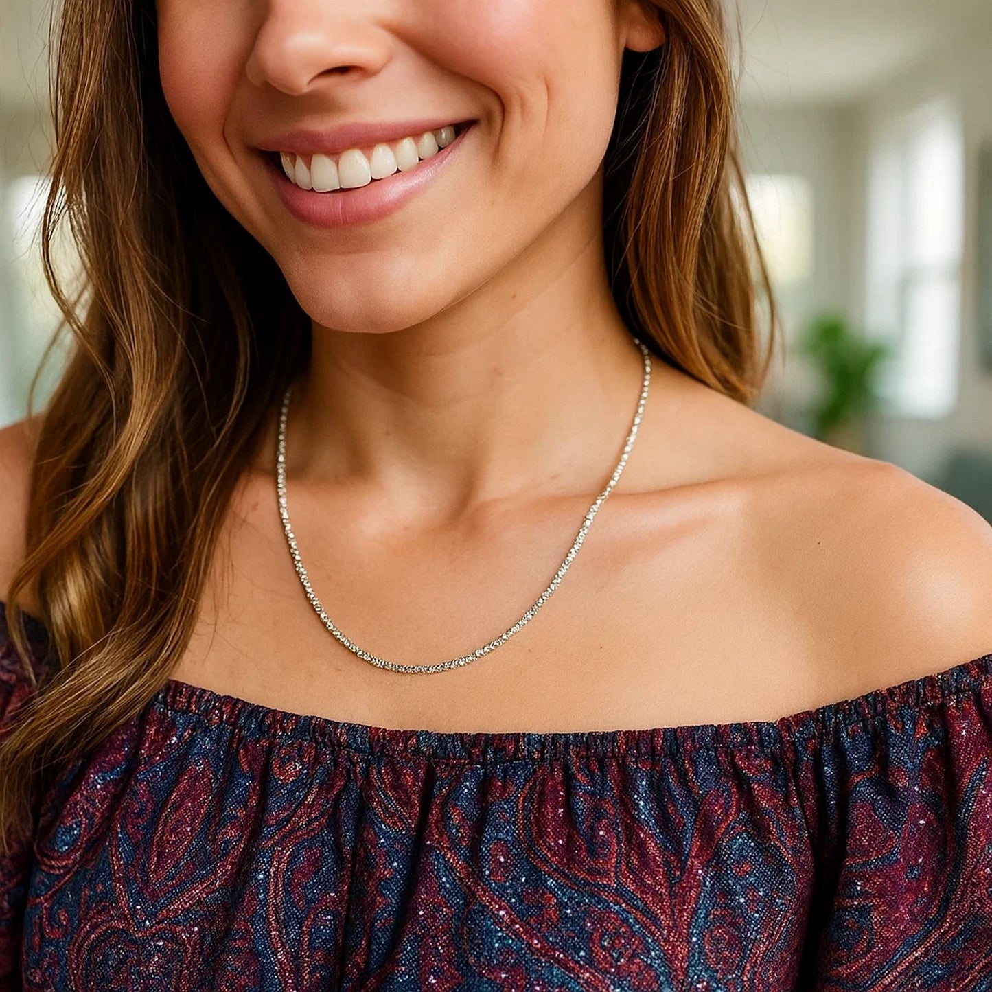 Rhodium Plated 2.2mm Sterling Silver Sparkle Style Chain (2.20 mm)