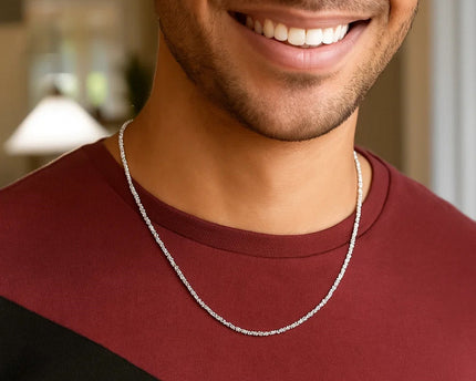 Rhodium Plated 2.2mm Sterling Silver Sparkle Style Chain (2.20 mm)