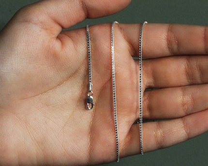 Sterling Silver Rhodium Plated Box Chain (1.10 mm)