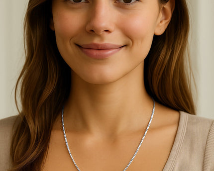 Sterling Silver Rhodium Plated Box Chain (1.10 mm)