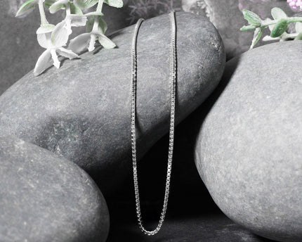 Sterling Silver Rhodium Plated Box Chain (1.10 mm)