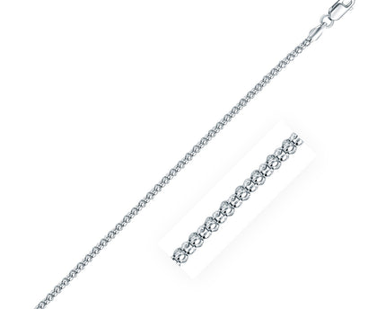 Rhodium Plated 2.5mm Sterling Silver Popcorn Style Chain (2.50 mm)