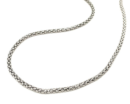 Rhodium Plated 2.5mm Sterling Silver Popcorn Style Chain (2.50 mm)