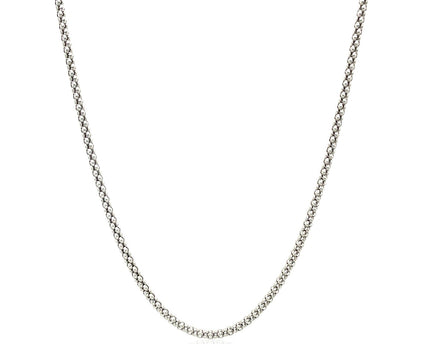 Rhodium Plated 1.8mm Sterling Silver Popcorn Style Chain (1.80 mm)