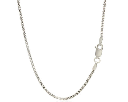 Rhodium Plated 1.8mm Sterling Silver Popcorn Style Chain (1.80 mm)