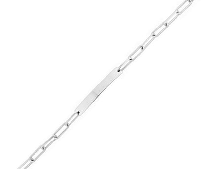 Sterling Silver Rhodium Plated Engravable ID Bar Paperclip Bracelet (2.10 mm)