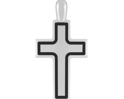 Sterling Silver Rhodium Plated Black Frame Cross Pendant