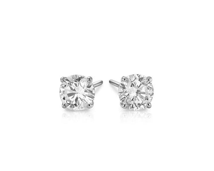 Sterling Silver Stud Earrings with White Hue Faceted Cubic Zirconia(6mm)