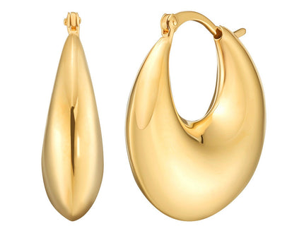 Sterling Silver Yellow Gold Plated Sculptural Crescent Hoop Earrings