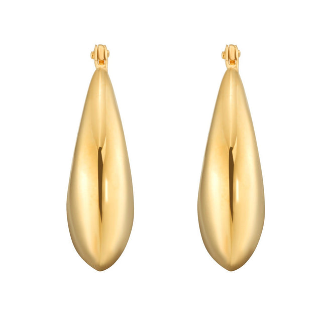 Sterling Silver Yellow Gold Plated Sculptural Crescent Hoop Earrings