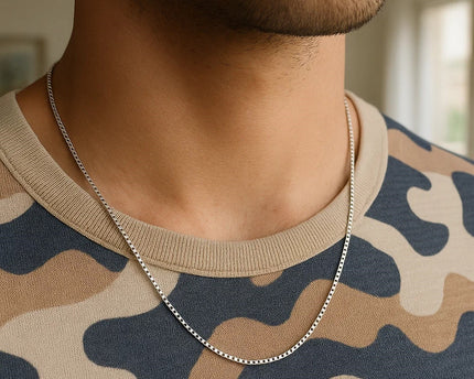 Sterling Silver Rhodium Plated Box Chain (1.30 mm)