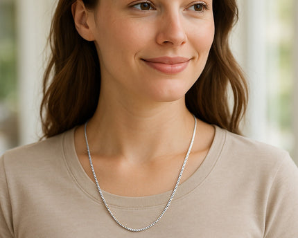 Sterling Silver Rhodium Plated Box Chain (1.30 mm)