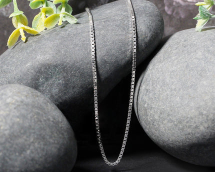Sterling Silver Rhodium Plated Box Chain (1.30 mm)