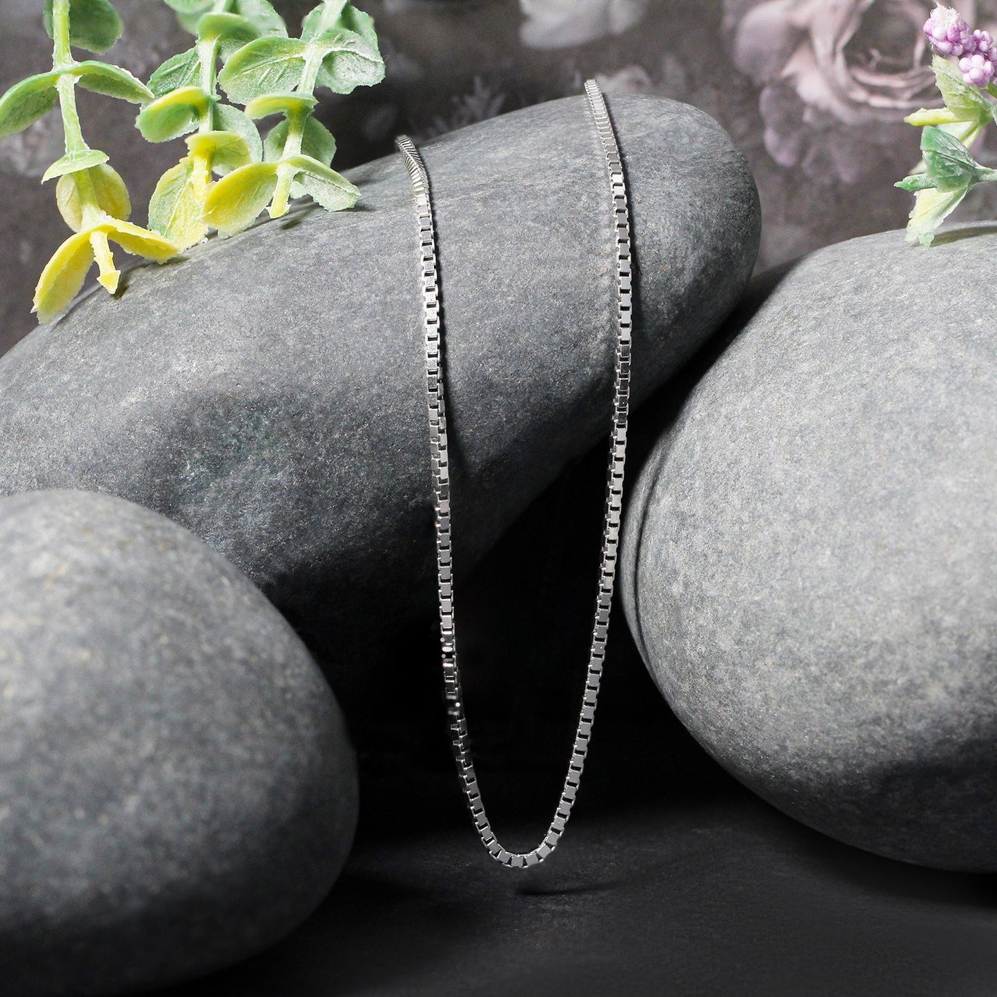 Sterling Silver Rhodium Plated Box Chain (1.30 mm)
