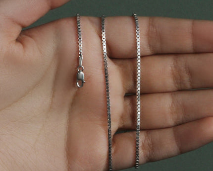 Sterling Silver Rhodium Plated Box Chain (1.30 mm)