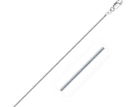 Rhodium Plated 1.3mm Sterling Silver Snake Style Chain (1.30 mm)