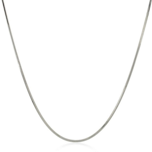 Rhodium Plated 1.3mm Sterling Silver Snake Style Chain (1.30 mm)