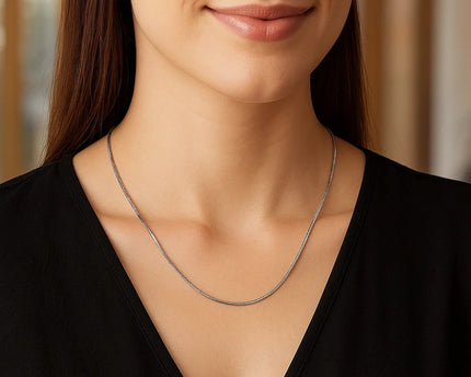 Rhodium Plated 1.3mm Sterling Silver Snake Style Chain (1.30 mm)