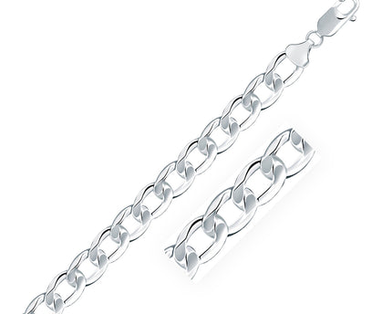 Rhodium Plated Sterling Silver Curb Style Chain (8.40 mm)
