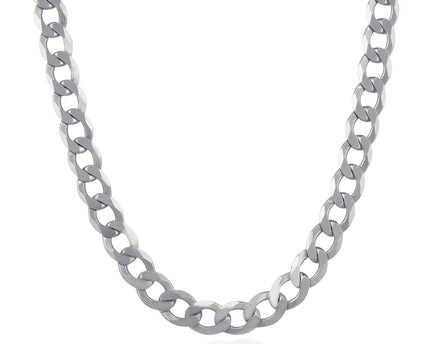 Rhodium Plated Sterling Silver Curb Style Chain (8.40 mm)