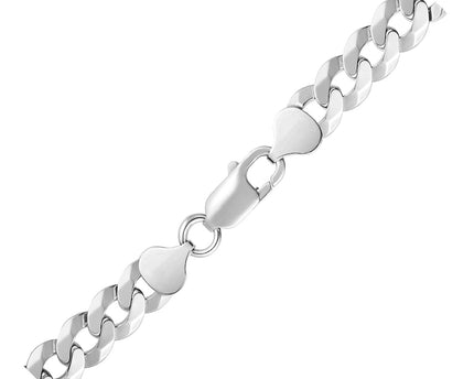 Rhodium Plated Sterling Silver Curb Style Chain (8.40 mm)