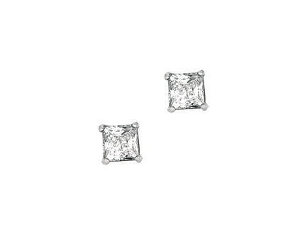 Sterling Silver Princess CZ Stud Earrings (5.00 mm)