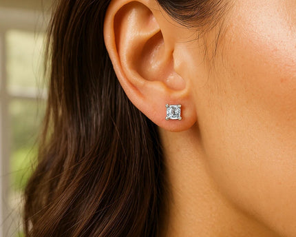 Sterling Silver Princess CZ Stud Earrings (5.00 mm)