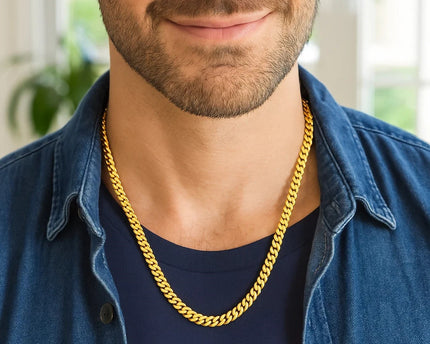 Sterling Silver Yellow Gold Plated Miami Cuban Chain (5.60 mm)